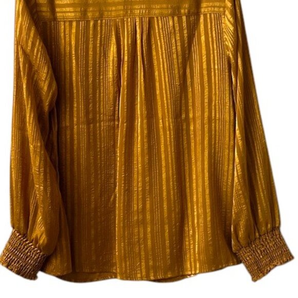 Soft Surroundings Golden Striped Blouse Long Sleeves V-Neck - Picture 8 of 11
